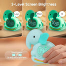 Alarm Clock for Kids with Night Light, Sleep Training Clock Time to Wake Clock, Rechargeable Silicone Light for Bedroom, Perfect Sleep Companion for Boys Girls, Green Elephant by TinyTreasures Baby Boutique