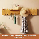 Wall Mounted Piano Key Hanger | Flip Style Hook | Entrance Wall Art Hook, Made of Oak Wood (3 Times Painted, 4 Times Polished) (Fence Beech, 12Hooks) by CozyNest Decor