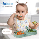 Silicone Foldable Novelty Dinner Plates,Baby Plates Travel Essential with Forks and Spoons,Microwave & Dishwasher Safe,Sage by TinyTreasures Baby Boutique