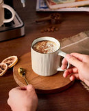 famiware Coffee Mug Set for 4, Star 12 oz Catering Mugs Cup Set with Handle for Coffee, Tea, Cocoa, Milk - Ceramic Stoneware Drinkware Set, White by CozyNest Decor