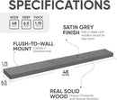 Homeforia Gray Floating Shelf 48 inch, High End Solid Real Wood 48inch Floating Shelves for Wall Mounted, Grey Wooden 48 inches Long Floating Shelves, Heavy Duty Bracket, 48 X 6.5 X 1.75 in, Set of 2 by CozyNest Decor