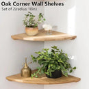 Corner Shelves, Floating Corner Shelf, Set of 2 10inch Solid Oak Wood Corner Wall Shelves, Round End Wall Mount Display Shelf with Wire Hole for Bedroom Kitchen, Living Room by CozyNest Decor