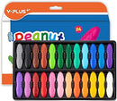 YPLUS Peanut Crayons for Kids, 24 Colors Washable Toddler Crayons, Non-Toxic Baby Crayons for ages 2-4, 1-3, 4-8, Coloring Art Supplies by TinyTreasures Baby Boutique