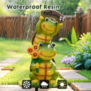 Garden Turtle Outdoor Statues, Solar Garden Statue Two Sweet Frog Face Turtles Decor with 3 LED Lights, Unique Art Resin Gifts for Patio Lawn Porch Yard by CozyNest Decor