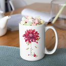 Dahlia Flower Design Coffee Mug, Personalized Name On Red Floral Cup, Custom Ceramic Mug For Flower Lovers, Customized Dahlia Accent Cup 11oz Or 15oz, Floral Decorative Mug Gift by CozyNest Decor