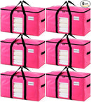 TAILI 6 Pack Pink Extra Large Moving Bags, Heavy Duty Totes with Visible Window, Wrap Around Handles, Space-Saving Storage Solution, Alternative to Moving Boxes by TinyTreasures Baby Boutique