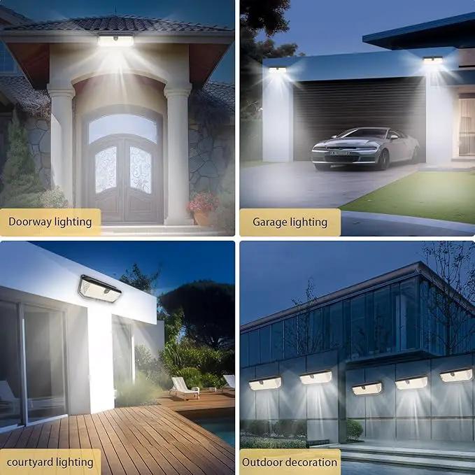 Solar Lights Outdoor, 4000LM 380 LEDs Solar Motion Lights Outdoor Waterproof, 3 Modes 270° Wide Angle Security Light for Stairways/Front Door/Garage/Deck（4 Pack）, photo 8 of 9