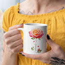 Novelty Rose Accent Cup For Girl, Personalized Rose Flower Coffee Mug 11oz 15oz, Customized Rose Lover Ceramic Cup With Name, Custom Flower Design Mug, Gift For Anniversary by CozyNest Decor