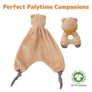 Organic Cotton Stuffed Animal Rattle Baby Toys, Plush Bear Cuddle Cloth and Hand Grip Ring Rattles Plush Toy Set for Newborns Infant Boys Girls, 2 PCS by TinyTreasures Baby Boutique