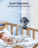 SWEETFULL Portable Stroller Fan with Display 4000mAh Battery Powered Mini Clip On Fan, 4-Speed Rechargeable Small Personal Cooling for Baby Car Seat Crib Travel - Black by TinyTreasures Baby Boutique