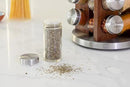 Orii 20 Jar Dark Acacia Wood Spice Rack with Spices Included - Rotating Tower Organizer for Kitchen Spices and Seasonings, (Dark Stained Acacia Wood) by CozyNest Decor