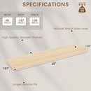 Light Wood Floating Shelves 48 Inch, 8 in Deep Single Book Shelf Floating for Wall Mounted, Heavy Duty Shelf Hold 100 lbs, Unfinished Wall Shelves for Bathroom, Living Room, Kitchen, Bedroom, Office by CozyNest Decor