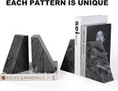 Marble Bookends for Heavy Books, Decorative Book Ends for Shelves, Titanium Black Stone Durable and Heavy-Duty Book Ends for Hardback Books & CDS, Unique Book Stopper & Holder, Set of 2 by CozyNest Decor