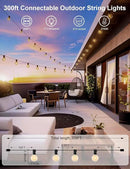 RTTY Outdoor String Lights 300 FT Globe LED Patio Lights with G40 Plastic Bulbs,Waterproof Shatterproof Dimmable Connectable Hanging for Backyard Porch Balcony Party Cafe Deck Decor by GreenHaven Gardens