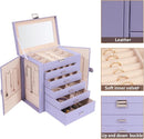 BOOVO Jewelry Box For women, 6 Layer Large Jewelry Organizer With Mirror, Multi-Function Storage Box With Lock, Accessory Holder With 5 Drawers, For Earrings Necklace Ring Bracelet (Purple) by TinyTreasures Baby Boutique