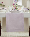 Solino Home Linen Lilac Table Runner 120 Inches Long - 100% Pure Linen Hemstitch 14 x 120 Inch Table Runner for Dining - Classic Hemstitch by CozyNest Decor