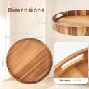 Large Ottoman Tray, 22" Big Ottoman Tray for Living Room, Large Serving Tray with Handles for Coffee Table Kitchen Counter,Great Round Wooden Trays with 4 Round Coasters for Appetizers, Dinner by CozyNest Decor