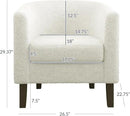 BELLEZE Accent Barrel Chair, Linen Round Chair Club Tub Sofa Corner Chair with Flared Legs and Cozy Soft Padding for Living Room Bedroom Waiting Room - Teddy White by CozyNest Decor