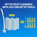 Disposable Toilet Brush Cleaning System with 50pcs Refills Pads Replacement Heads, Toilet Cleaning Stick, Wall Mounted Toliet Wand Kit Bathroom Maintenance, Toilet Bowl Cleaner Wands Holder and Set by CozyNest Decor