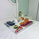 Clear Rectangular 16x20 Inches Acrylic Ottoman Tray Decorative Serving Tray with Cutout Handles Organizer Tray on Coffee Table Countertop Big Breakfast Bed Tray Living Room Appetizer Serving Food by CozyNest Decor