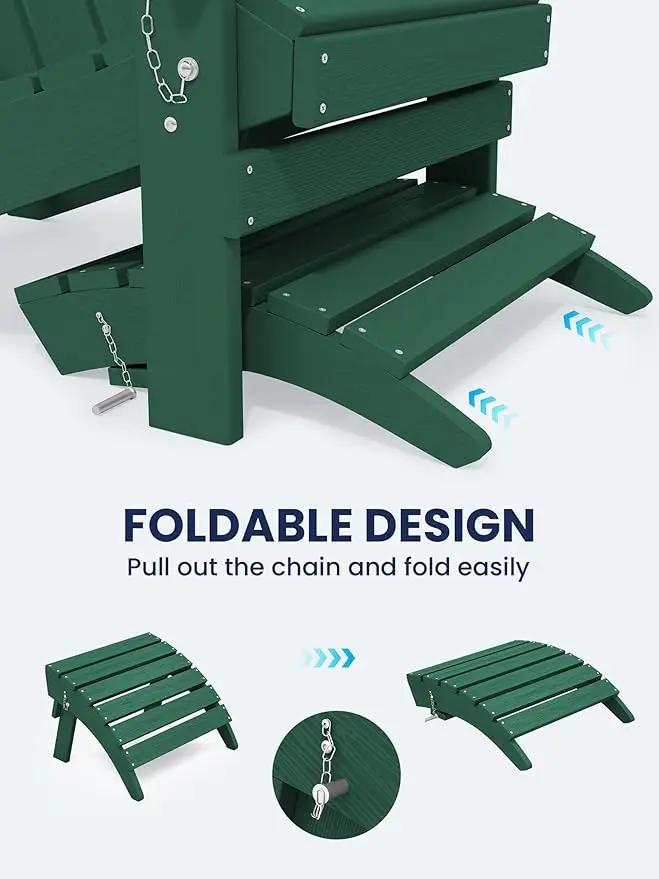 KINGYES Folding Adirondack Ottoman for Adirondack Chair, Green, photo 5 of 7