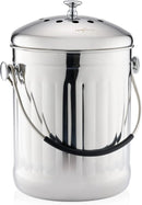 RED FACTOR Premium Compost Bin for Kitchen Countertop - Stainless Steel Food Waste Bucket with Innovative Dual Filter Technology - Includes Spare Filters (Brilliant Steel, 1.3 Gallon) by GreenHaven Gardens