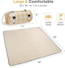 Picnic Blanket, 80''x80'' Waterproof Outdoor Blankets, Picnic Mat Washable for Beach, Picnic Blankets for Camping on Grass with Shoulder Strap - Yellow & White by TinyTreasures Baby Boutique