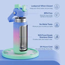 Insulated Water Bottle with Straw Stainless Steel Water Bottle, Leak-Proof, BPA-Free, Double Wall Vacuum Keeps Cold for 24 Hours for Sports, Travel, School (18 oz, Frosted Lilac) by CozyNest Decor