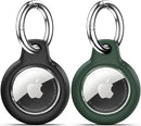 Upgrade Waterproof 2 Pack Airtags Holder with Apple Airtags Keychain, Hard PC Air Tag Case, Anti-Scratch & Shock Air tag Holder, Men's Women's Keyrings & Keychains-Black+Dark Green by TinyTreasures Baby Boutique