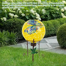 10" Diameter Solar Gazing Ball and 8.5" Metal Stand Indoor Outdoor Glass Globe Sphere Yard Art Ornament Solar Gazing Balls for Garden,Lawn,Porch,Patio Gardening Gift for Women(Yellow) by CozyNest Decor