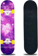 Skateboard,31 x 8 Inch Complete Skateboard, 8-Layer Maple Wood Deck Double Kick Standard Skateboards for Kids, Teens, Adult, Beginner by TinyTreasures Baby Boutique