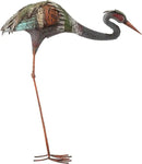 Alpine Corporation 30" Tall Outdoor Rustic Metal Bowing Crane Statue Yard Art Decoration by CozyNest Decor