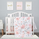 PINNKKU 4-Piece Crib Bedding Set for Boy & Girl, Includes Skirt, Blanket, Sheet & Diaper Bag, Floral, Standard Size by TinyTreasures Baby Boutique