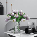 Light Purple Artificial Tulips, 2 Bundles 14Pcs, Fake Tulips Artificial Flowers, 2 x 2.4 Inch Large Flower Head Big Tulip, Easter Valentine's Day Mother's Day Home Decoration Flowers