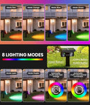Solar Spot Lights Outdoor 2-Pack Multicolor IP65 Waterproof RGB - 6 Colors, 2 Modes, 105° Adjustable 58 LED Flood Lights, Solar Powered Spotlights for Yard, Garden, House & Landscape Lighting Outside by CozyNest Decor