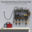 CCCEI Modular Power Tool Organizer Wall Mount with Charging Station. Garage 4 Drill Storage Shelf with Hooks, Screwdriver, Drill Bit Heavy Duty Rack, Tool Battery Holder Built in 8 Outlet Power Strip. by GreenHaven Gardens