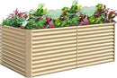 Land Guard 8x4x3ft Rectangular Galvanized Raised Garden Beds, Large-Capacity Metal Planter Box Outdoor, Durable Deep Raised Garden Bed 3ft Tall, Raised Beds for Gardening Vegetables, Cream Yellow by CozyNest Decor
