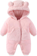 JiAmy Baby Snowsuit Newborn Winter Clothes Coat Romper Windproof Fleece Hat Zipper Baby Bear Outfit by TinyTreasures Baby Boutique