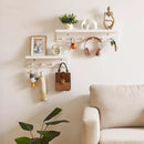 Wood Coat Hook with Wall-Mounted Shelf,23.62in Entryway Wall Hanging Shelf,for Bathroom, Kitchen,Coat Towel Key Organizer White YD-WS0260W by CozyNest Decor