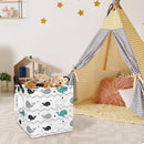 FANKANG Square Nursery Hamper Storage Bins Canvas Laundry Basket Foldable with Waterproof PE Coating Storage Baskets Gift Baskets for Children, Office, Bedroom, Clothes（Square-whales ） by TinyTreasures Baby Boutique