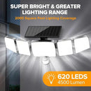 UME Solar Outdoor Lights 620 LED 4500LM, IP65 Waterproof Motion Sensor Outdoor Lights, 5 Heads Solar Security Flood Light 270 Wide Lighting Angle with 3 Modes for Garden Patio Yard - 2 Pack by GreenHaven Gardens