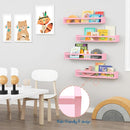 Forbena Large Pink Kids Book Shelves for Girls Room Wall Set of 4, Floating Nursery Book Shelf for Baby Girl Deocr, 24 Inches Long Wall Mounted Bookshelf for Toddler Kid Child Teens Bedroom (Pink) by TinyTreasures Baby Boutique