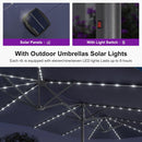 PURPLE LEAF 13ft Double-Side Patio Umbrella with Solar Lights Outdoor Market Umbrella with Base and Crank Handle Table Umbrella for Backyard Pool Garden Deck, Navy blue by GreenHaven Gardens