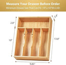 Umilife Kitchen Drawer Organizer, 10 Inch Silverware Utensil Tray Holder, Extra Deep, with Non-Slip Feet & Grooved Drawer Divider, 5 Slots Total Bamboo Wood Caddy for Flatware Cutlery Knives by CozyNest Decor