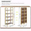 4NM No Assembly Foldable Bookshelf, 5-Shelf Collapsible Bookcase Storage for Small Spaces, 62.2" H, Brown and Golden by CozyNest Decor