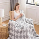 EMME Checkered Cotton Blanket Twin Large 60"x80" 100% Muslin for Couch Breathable Cooling Gauze All Season Soft and Lightweight Pre-Washed (Light Grey) by CozyNest Decor
