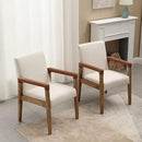 Kmax Modern Dining Chairs Set of 4 Linen Fabric Kitchen Arm Chairs Upholstered Accent Chairs with Wooden Legs for Dining Room, Living Room, Bedroom, White by CozyNest Decor