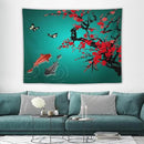 Houselerax Japanese Koi Fish Tapestry, Cherry Blossoms Asian Oriental Green Teal Floral Branch Koi Fish Carp Tapestries Wall Hanging for Bedroom Living Room Office Decor 80"x60" by CozyNest Decor