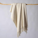 CUDDLE DREAMS Silk Throw Blanket with Hand-Knotted Fringe, Natural, Soft & Breathable (Ivory) by CozyNest Decor
