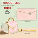 Zubebe 1 Set Coffee Mug Elegant Handbag Shaped Cup Modern Ceramic Purse Mug with Spoon and Saucer, 10oz Cute Creative Tea Cup for Office Home Woman Girls Gift (Pink) by CozyNest Decor
